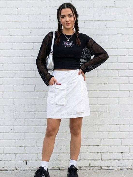 Point Zero Dresses & Skirts - Vintage Point Zero White Cargo Wrap Skirt L Y2K Military Utility Side Pocket